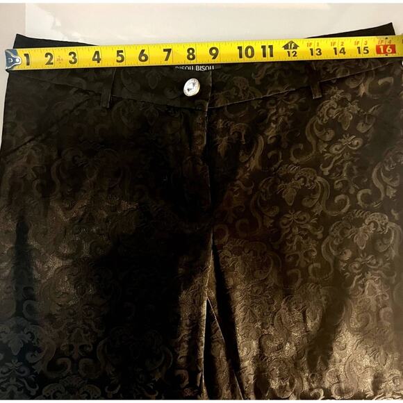 Flare Y2K Black Dress Pants Bisou Bisou Size 8 Mid Rise Texture - Picture 6 of 7